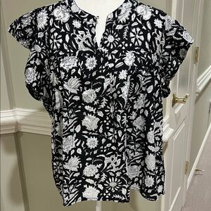 Dylan Black and White Floral Blouse from Sundance, NWT, XL